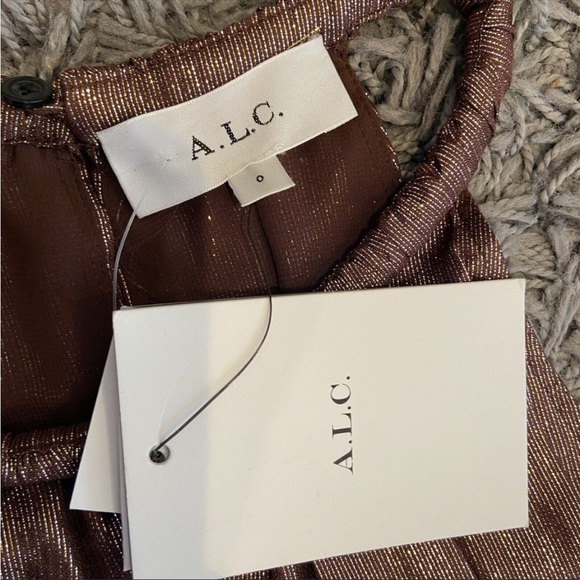 Moving sale A.L.C. NWT Elara Dress in Bitter Chocolate Gold Silk Metallic Size 0 - Picture 8 of 8